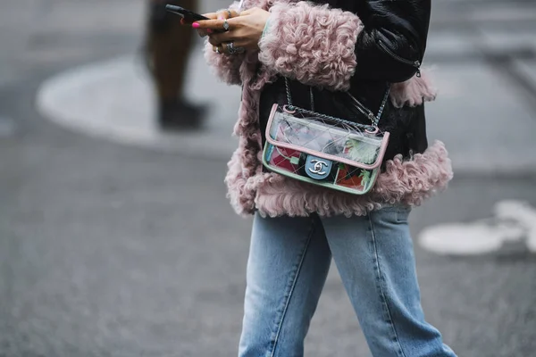 París Francia Marzo 2019 Traje Calle Después Desfile Moda Durante —  Fotos de Stock