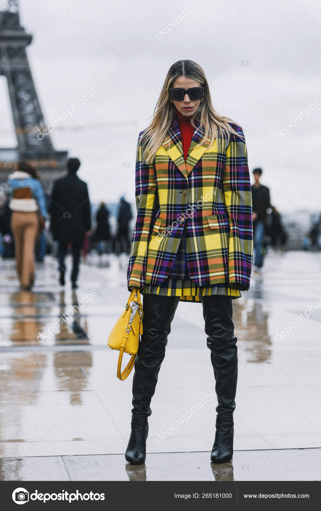 Paris France March 2019 Street Style Outfit Fashion Show Paris