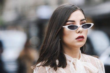 Paris, France - March 02, 2019: Street style outfit -  Karina Nigay after a fashion show during Paris Fashion Week - PFWFW19
