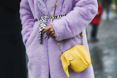 Paris, Fransa - 05 Mart 2019: Paris Moda Haftası sırasında sokak stili görünümü - Pfwfw19