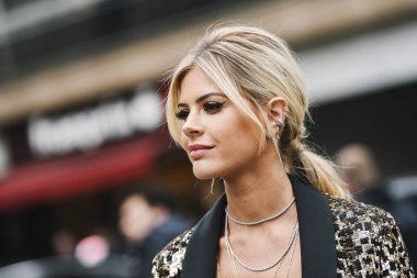 Paris, France - March 02, 2019: Street style outfit -  Lala Rudge after a fashion show during Paris Fashion Week - PFWFW19
