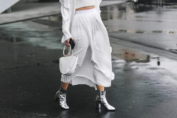 Paris Fransa Mart 2019 Sokak Stili Kıyafet Paris Moda Haftası — Stok fotoğraf