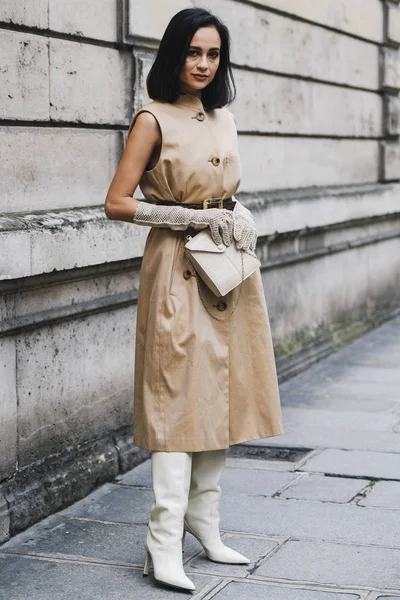 Paris France März 2019 Streetstyle Outfit Nach Einer Modenschau Während — Stockfoto