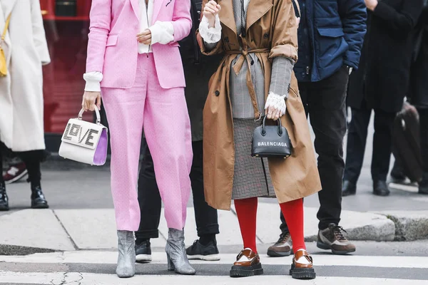 Milano Italien Februari 2019 Street Style Outfit Detaljer Innan Modevisning — Stockfoto