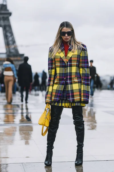 Paris França Março 2019 Roupa Rua Depois Desfile Moda Durante — Fotografia de Stock