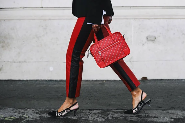 Paris France March 2019 Street Style Outfit Close Fashion Show — Stock Photo, Image