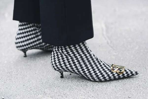 Paris Frankreich März 2019 Streetstyle Outfit Schuhe Detail Nach Einer — Stockfoto