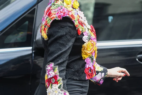 Milan Italy February 2019 Street Style Dolce Gabbana Outfit Fashion — Stock Photo, Image