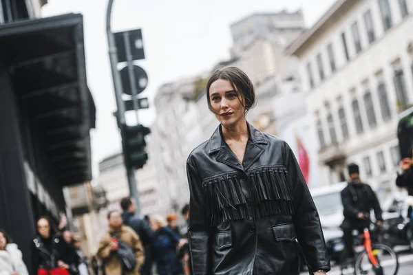 Milan Italy February 2019 Street Style Influencer Mary Leest Fashion — Stock Photo, Image