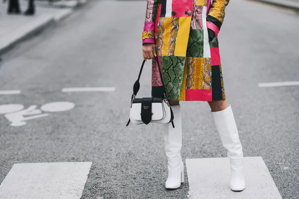 Paris França Março 2019 Roupa Rua Antes Desfile Moda Durante — Fotografia de Stock