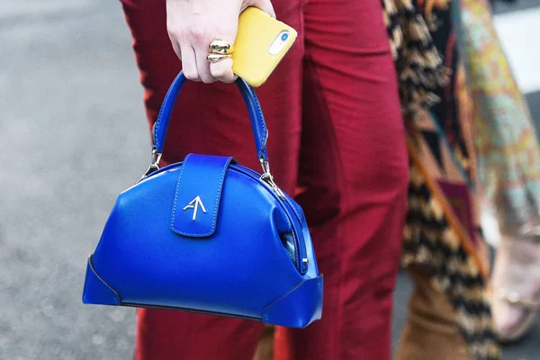 Milano Italien Februari 2019 Street Style Fancy Purse Detalj Milan — Stockfoto