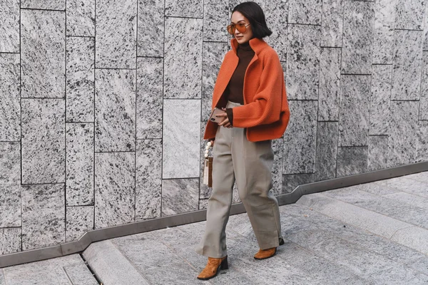 Milano Febbraio 2019 Outfit Street Style Prima Una Sfilata Moda — Foto Stock