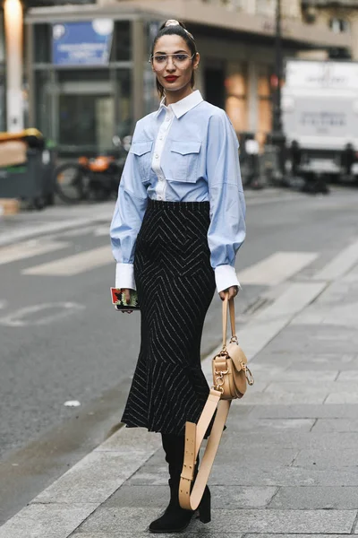 Paris França Março 2019 Roupa Estilo Rua Pessoa Moda Após — Fotografia de Stock