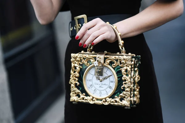 Milán Italia Febrero 2019 Street Style Detalles Bolso Dolce Gabbana — Foto de Stock