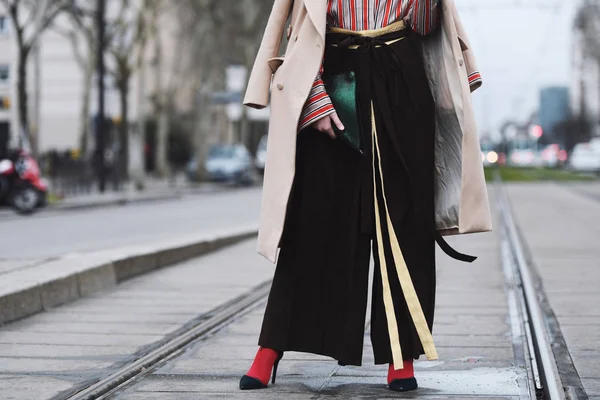 París Francia Marzo 2019 Traje Calle Después Desfile Moda Durante — Foto de Stock