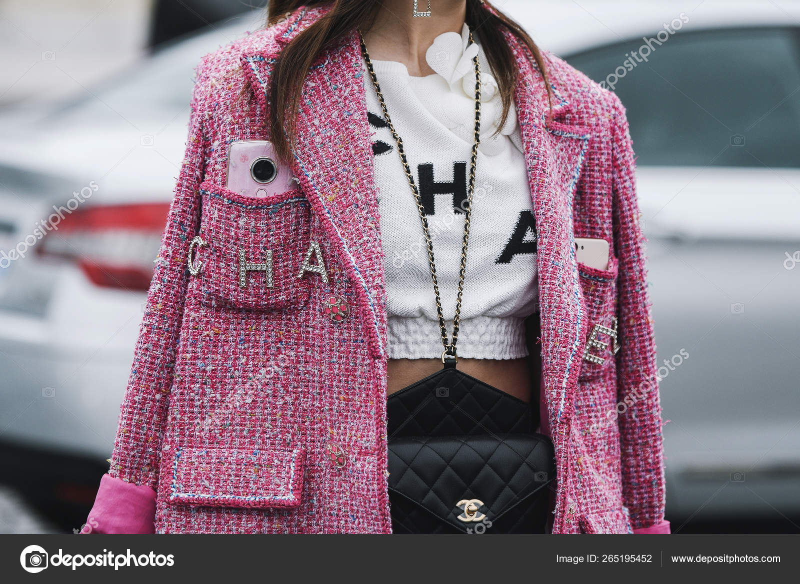 París Francia Marzo 2019 Traje Calle Traje Chanel Después Desfile