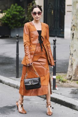 Paris, France - March 02, 2019: Street style outfit -  Geraldine Boublil after a fashion show during Paris Fashion Week - PFWFW19