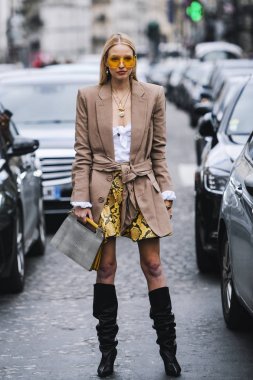 Paris, France - March 02, 2019: Street style outfit -  Leonie Hanne after a fashion show during Paris Fashion Week - PFWFW19