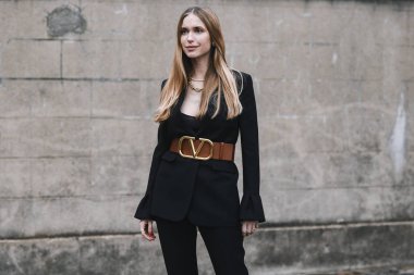 Paris, France - March 03, 2019: Street style outfit -  Pernille Teisbaek after a fashion show during Paris Fashion Week - PFWFW19