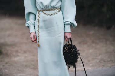 Paris, France - March 03, 2019: Street style outfit -  Emili Sindlev after a fashion show during Paris Fashion Week - PFWFW19