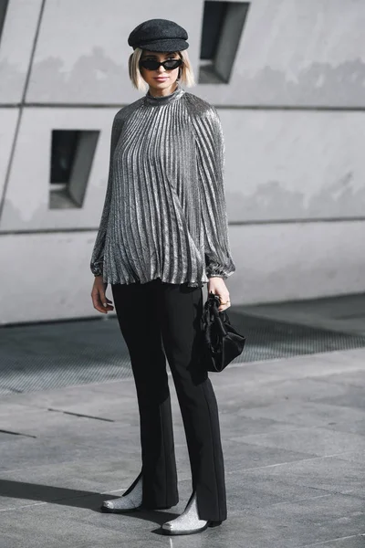 Parigi Francia Marzo 2019 Street Style Outfit Xenia Adonts Dopo — Foto Stock