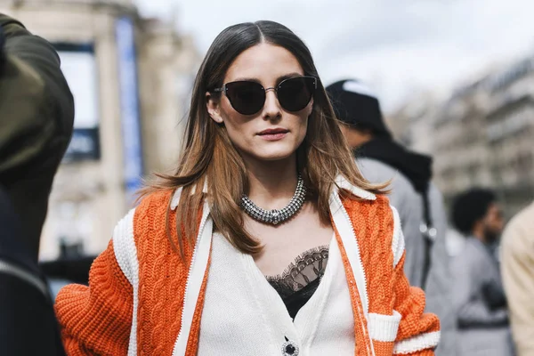 Paris France March 2019 Street Style Outfit Olivia Palermo Fashion — Stock Photo, Image