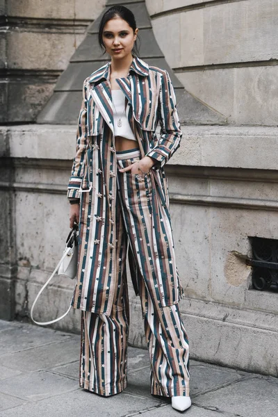 Paryż Francja Marzec 2019 Street Style Outfit Pokaz Mody Paryżu — Zdjęcie stockowe