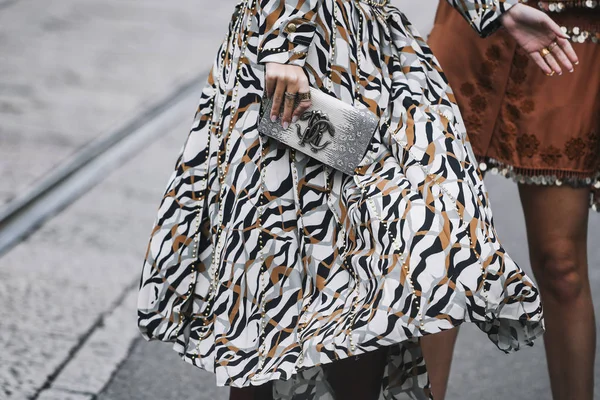 Mailand Italien Februar 2019 Streetstyle Handtaschendetail Nach Einer Modenschau Während — Stockfoto