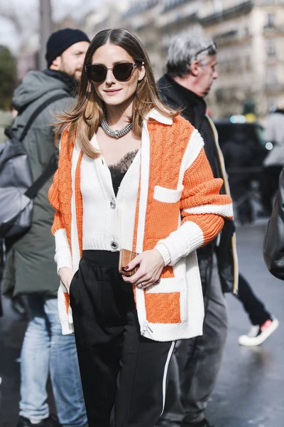 Paris Frankrike Mars 2019 Street Style Outfit Olivia Palermo Innan — Stockfoto