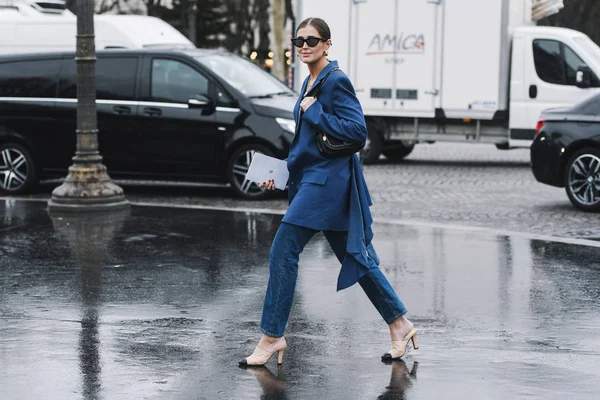 Paris Frankrike Mars 2019 Street Style Outfit Innan Modevisning Milan — Stockfoto