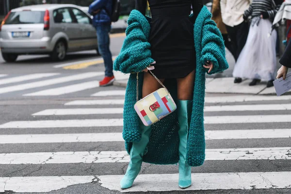 Милан Италия Февраля 2019 Года Детали Стиле Street Style Outfit — стоковое фото