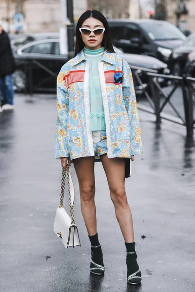 Paris Frankrike Mars 2019 Street Style Outfit Innan Modevisning Paris — Stockfoto