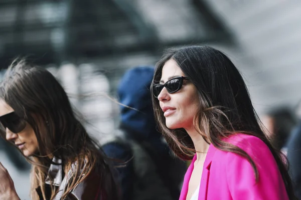 Париж Франция Марта 2019 Года Уличный Стиль Одежды Gilda Ambrosio — стоковое фото
