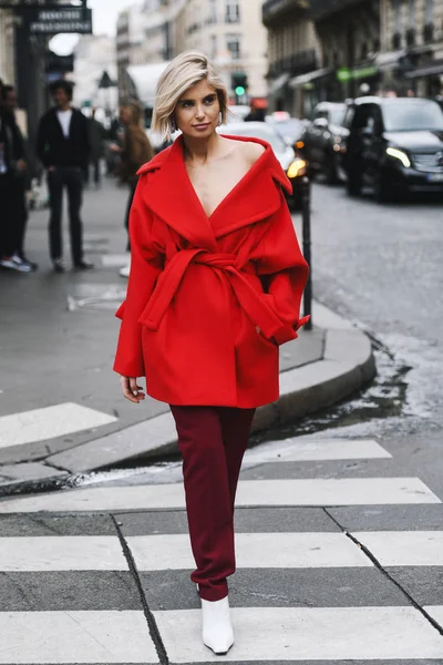 Paris, France - March 02, 2019: Street style outfit -  Xenia Adonts after a fashion show during Paris Fashion Week - PFWFW19