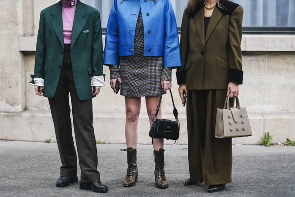 Parigi Francia Marzo 2019 Abiti Street Style Dopo Una Sfilata — Foto Stock