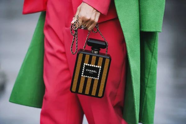 París Francia Marzo 2019 Traje Calle Antes Desfile Moda Durante —  Fotos de Stock