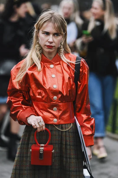 Paris France March 2019 Street Style Outfit Fashion Show Milan — Stock Photo, Image