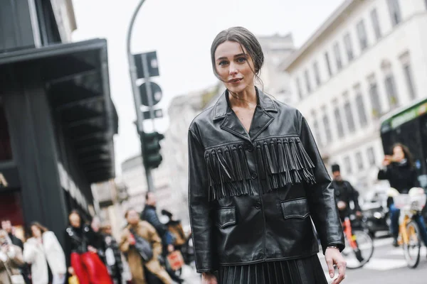 Milano Febbraio 2019 Influencer Street Style Mary Leest Dopo Una — Foto Stock