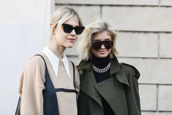 Milano Italien Februari 2019 Street Style Influencers Xenia Adonts Och — Stockfoto
