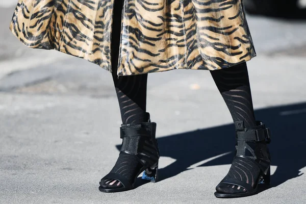 Milano Italien Februari 2019 Street Style Sandaler Detalj Inför Modevisning — Stockfoto
