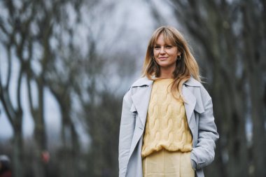 Paris, France - March 03, 2019: Street style outfit -  Jeanette Madsen after a fashion show during Paris Fashion Week - PFWFW19