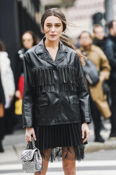 Milán Italia Febrero 2019 Influencer Mary Leest Después Desfile Moda — Foto de Stock
