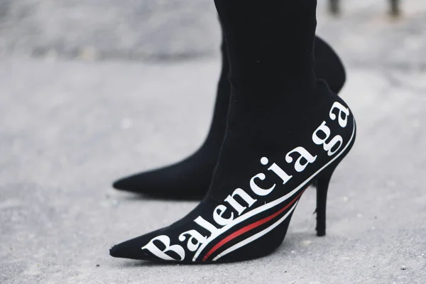 París Francia Marzo 2019 Traje Calle Zapatos Detalle Después Desfile — Foto de Stock