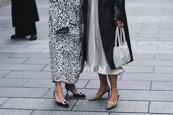 Paris France März 2019 Streetstyle Outfit Schicke Schuhe Detail Nach — Stockfoto