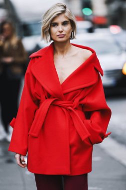 Paris, France - March 02, 2019: Street style outfit -  Xenia Adonts after a fashion show during Paris Fashion Week - PFWFW19