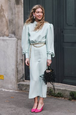 Paris, France - March 03, 2019: Street style outfit -  Emili Sindlev after a fashion show during Paris Fashion Week - PFWFW19