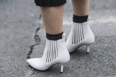 Paris, France - March 03, 2019: Street style outfit -  Shoes in detail after a fashion show during Paris Fashion Week - PFWFW19