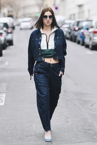 Paris França Março 2019 Roupa Rua Depois Desfile Moda Durante — Fotografia de Stock