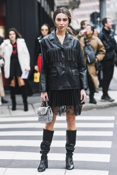 Milan Italy February 2019 Street Style Influencer Mary Leest Fashion — Stock Photo, Image