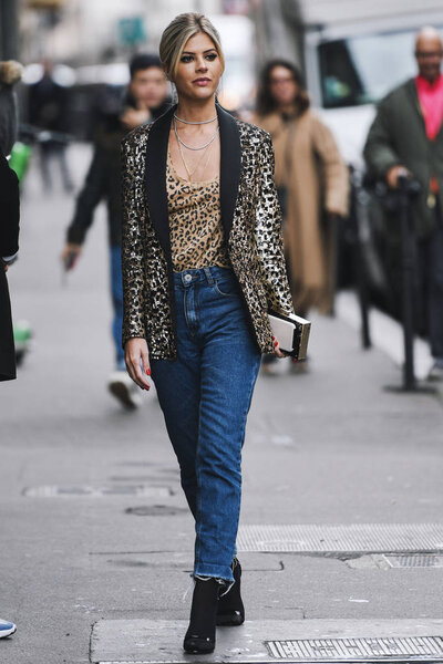 Paris, France - March 02, 2019: Street style outfit -  Lala Rudge after a fashion show during Paris Fashion Week - PFWFW19